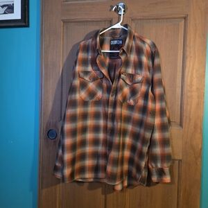 Dixxon "Blood Brothers" Orange Plaid Flannel Shirt